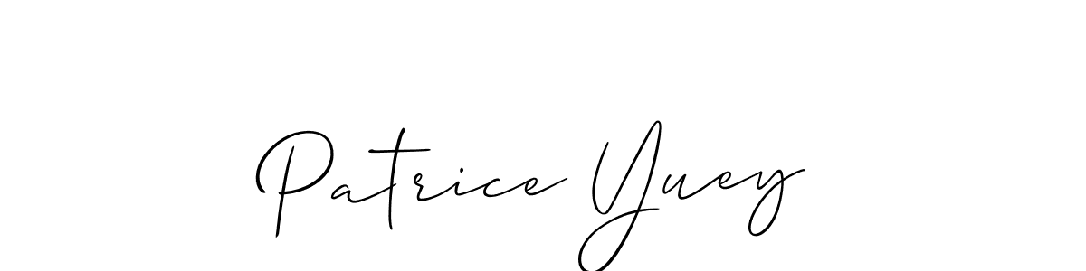 The best way (Allison_Script) to make a short signature is to pick only two or three words in your name. The name Patrice Yuey include a total of six letters. For converting this name. Patrice Yuey signature style 2 images and pictures png