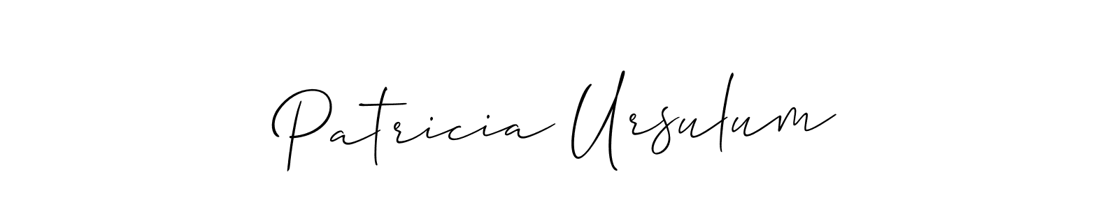 Make a short Patricia Ursulum signature style. Manage your documents anywhere anytime using Allison_Script. Create and add eSignatures, submit forms, share and send files easily. Patricia Ursulum signature style 2 images and pictures png