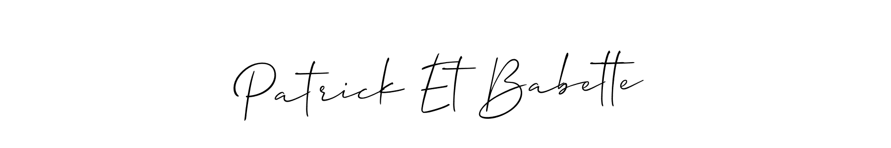 The best way (Allison_Script) to make a short signature is to pick only two or three words in your name. The name Patrick Et Babette include a total of six letters. For converting this name. Patrick Et Babette signature style 2 images and pictures png