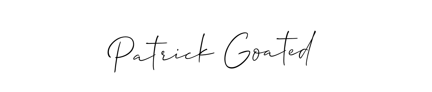 The best way (Allison_Script) to make a short signature is to pick only two or three words in your name. The name Patrick Goated include a total of six letters. For converting this name. Patrick Goated signature style 2 images and pictures png