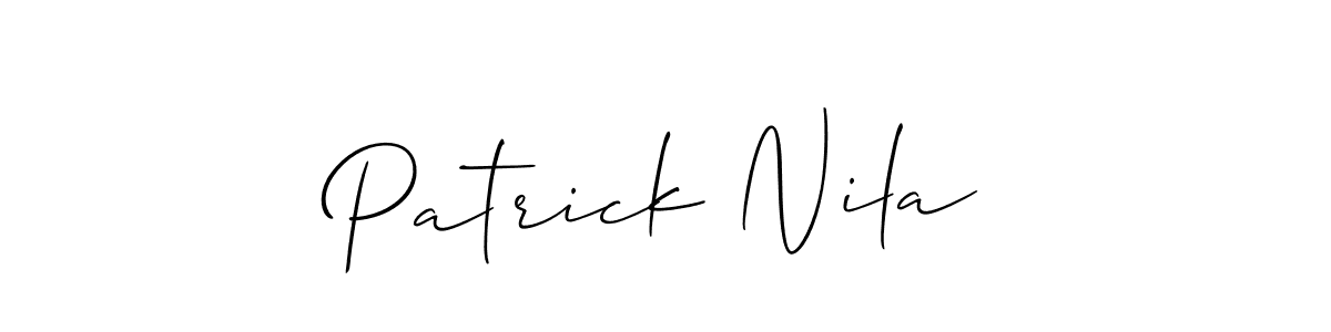 It looks lik you need a new signature style for name Patrick Nila. Design unique handwritten (Allison_Script) signature with our free signature maker in just a few clicks. Patrick Nila signature style 2 images and pictures png