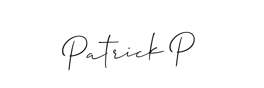 Use a signature maker to create a handwritten signature online. With this signature software, you can design (Allison_Script) your own signature for name Patrick P. Patrick P signature style 2 images and pictures png