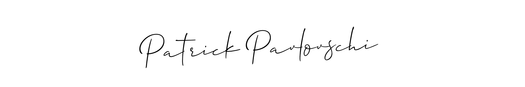 The best way (Allison_Script) to make a short signature is to pick only two or three words in your name. The name Patrick Pavlovschi include a total of six letters. For converting this name. Patrick Pavlovschi signature style 2 images and pictures png