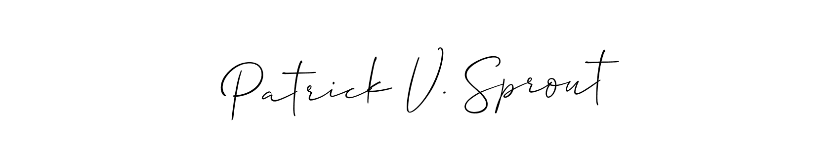 How to Draw Patrick V. Sprout signature style? Allison_Script is a latest design signature styles for name Patrick V. Sprout. Patrick V. Sprout signature style 2 images and pictures png