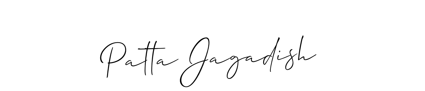 Also You can easily find your signature by using the search form. We will create Patta Jagadish name handwritten signature images for you free of cost using Allison_Script sign style. Patta Jagadish signature style 2 images and pictures png