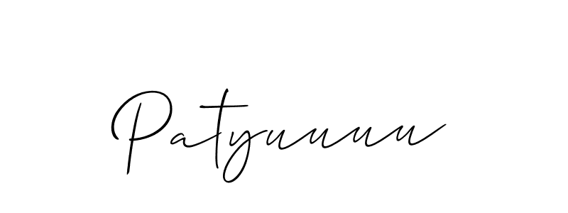 Allison_Script is a professional signature style that is perfect for those who want to add a touch of class to their signature. It is also a great choice for those who want to make their signature more unique. Get Patyuuuu name to fancy signature for free. Patyuuuu signature style 2 images and pictures png