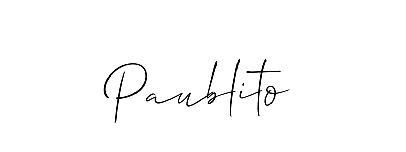 How to make Paublito name signature. Use Allison_Script style for creating short signs online. This is the latest handwritten sign. Paublito signature style 2 images and pictures png