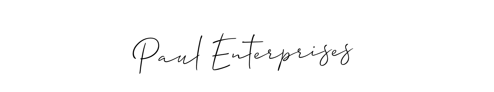 Use a signature maker to create a handwritten signature online. With this signature software, you can design (Allison_Script) your own signature for name Paul Enterprises. Paul Enterprises signature style 2 images and pictures png