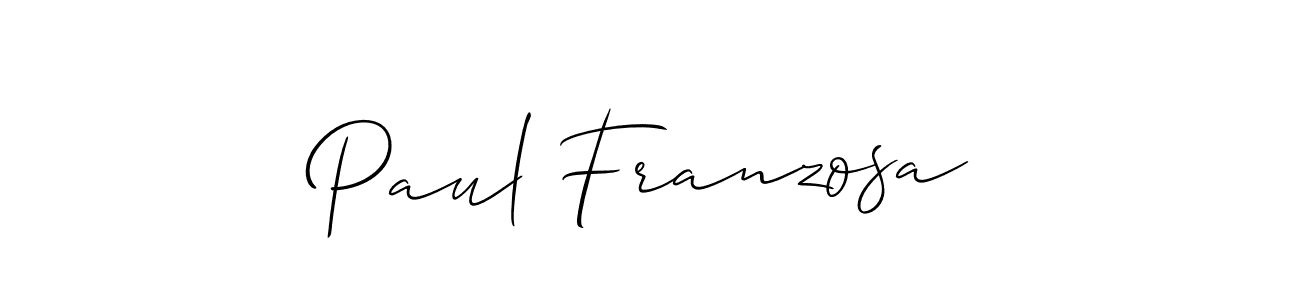 How to make Paul Franzosa name signature. Use Allison_Script style for creating short signs online. This is the latest handwritten sign. Paul Franzosa signature style 2 images and pictures png