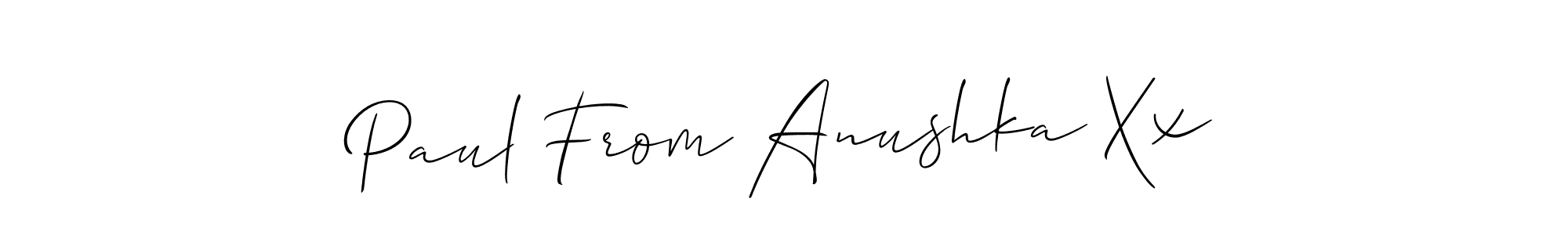 Make a beautiful signature design for name Paul From Anushka Xx. With this signature (Allison_Script) style, you can create a handwritten signature for free. Paul From Anushka Xx signature style 2 images and pictures png