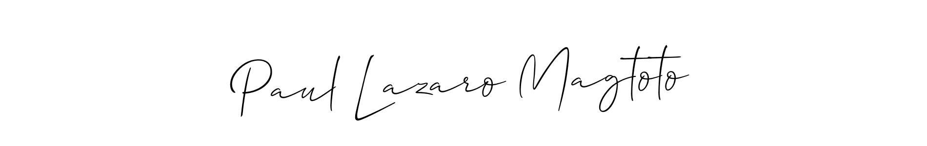 Also You can easily find your signature by using the search form. We will create Paul Lazaro Magtoto name handwritten signature images for you free of cost using Allison_Script sign style. Paul Lazaro Magtoto signature style 2 images and pictures png