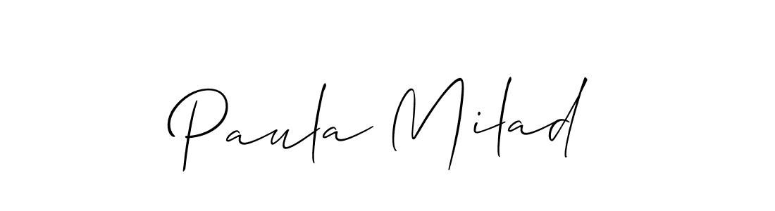 Allison_Script is a professional signature style that is perfect for those who want to add a touch of class to their signature. It is also a great choice for those who want to make their signature more unique. Get Paula Milad name to fancy signature for free. Paula Milad signature style 2 images and pictures png