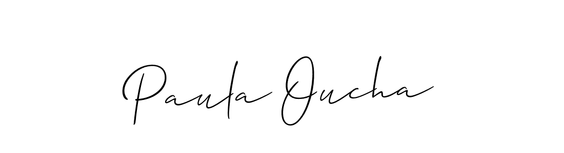 You should practise on your own different ways (Allison_Script) to write your name (Paula Oucha) in signature. don't let someone else do it for you. Paula Oucha signature style 2 images and pictures png