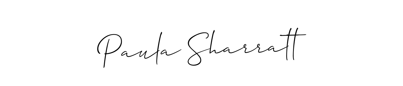 How to make Paula Sharratt name signature. Use Allison_Script style for creating short signs online. This is the latest handwritten sign. Paula Sharratt signature style 2 images and pictures png