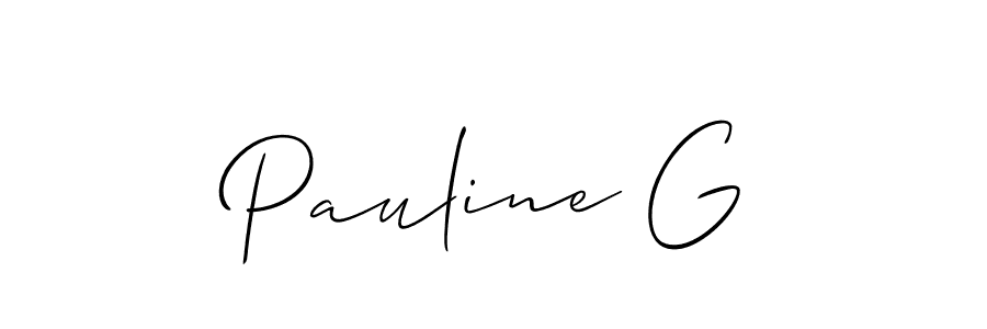 The best way (Allison_Script) to make a short signature is to pick only two or three words in your name. The name Pauline G include a total of six letters. For converting this name. Pauline G signature style 2 images and pictures png