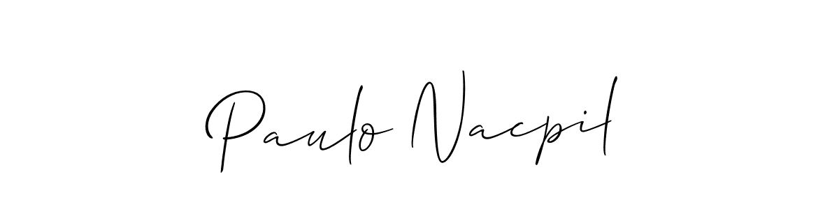 Use a signature maker to create a handwritten signature online. With this signature software, you can design (Allison_Script) your own signature for name Paulo Nacpil. Paulo Nacpil signature style 2 images and pictures png
