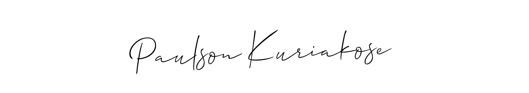 Use a signature maker to create a handwritten signature online. With this signature software, you can design (Allison_Script) your own signature for name Paulson Kuriakose. Paulson Kuriakose signature style 2 images and pictures png