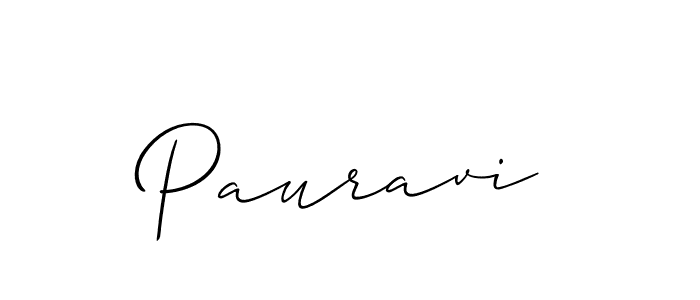 Use a signature maker to create a handwritten signature online. With this signature software, you can design (Allison_Script) your own signature for name Pauravi. Pauravi signature style 2 images and pictures png