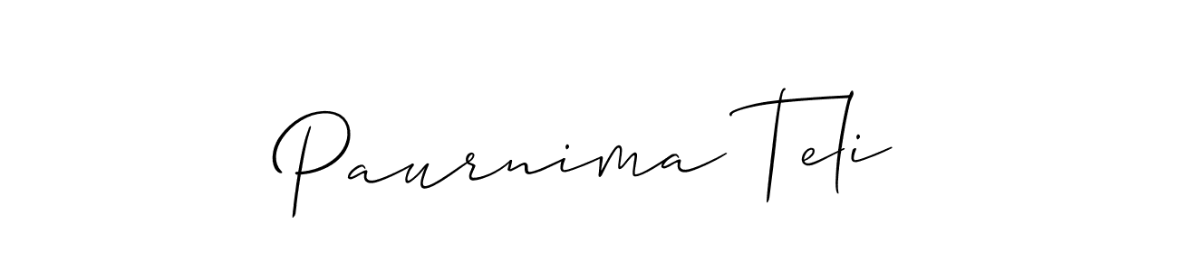 You can use this online signature creator to create a handwritten signature for the name Paurnima Teli. This is the best online autograph maker. Paurnima Teli signature style 2 images and pictures png