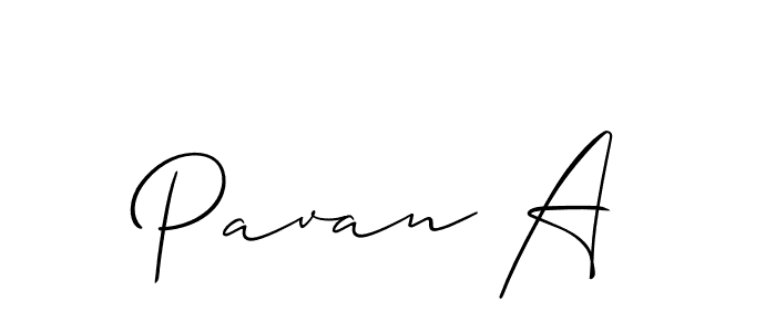 How to make Pavan A name signature. Use Allison_Script style for creating short signs online. This is the latest handwritten sign. Pavan A signature style 2 images and pictures png