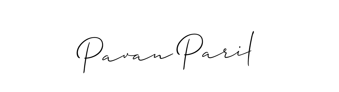 Create a beautiful signature design for name Pavan Paril. With this signature (Allison_Script) fonts, you can make a handwritten signature for free. Pavan Paril signature style 2 images and pictures png