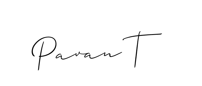 The best way (Allison_Script) to make a short signature is to pick only two or three words in your name. The name Pavan T include a total of six letters. For converting this name. Pavan T signature style 2 images and pictures png
