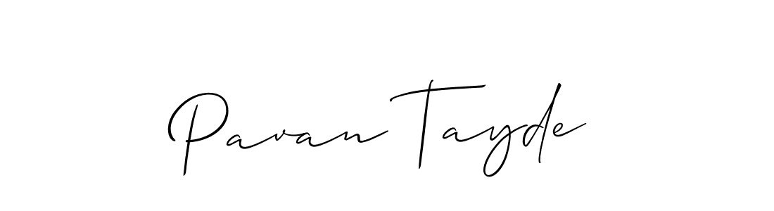 The best way (Allison_Script) to make a short signature is to pick only two or three words in your name. The name Pavan Tayde include a total of six letters. For converting this name. Pavan Tayde signature style 2 images and pictures png