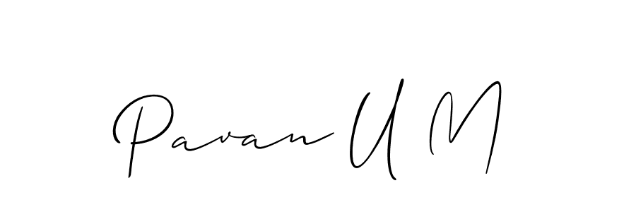 Make a beautiful signature design for name Pavan U M. With this signature (Allison_Script) style, you can create a handwritten signature for free. Pavan U M signature style 2 images and pictures png