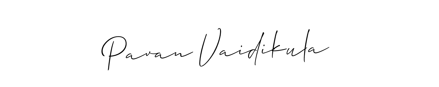 Make a short Pavan Vaidikula signature style. Manage your documents anywhere anytime using Allison_Script. Create and add eSignatures, submit forms, share and send files easily. Pavan Vaidikula signature style 2 images and pictures png