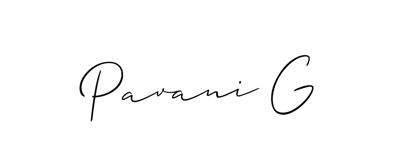 Allison_Script is a professional signature style that is perfect for those who want to add a touch of class to their signature. It is also a great choice for those who want to make their signature more unique. Get Pavani G name to fancy signature for free. Pavani G signature style 2 images and pictures png