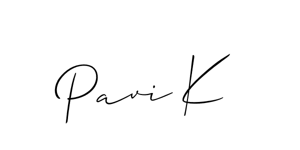 Make a beautiful signature design for name Pavi K. With this signature (Allison_Script) style, you can create a handwritten signature for free. Pavi K signature style 2 images and pictures png