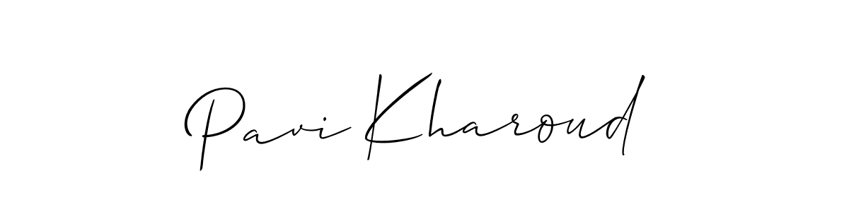 The best way (Allison_Script) to make a short signature is to pick only two or three words in your name. The name Pavi Kharoud include a total of six letters. For converting this name. Pavi Kharoud signature style 2 images and pictures png