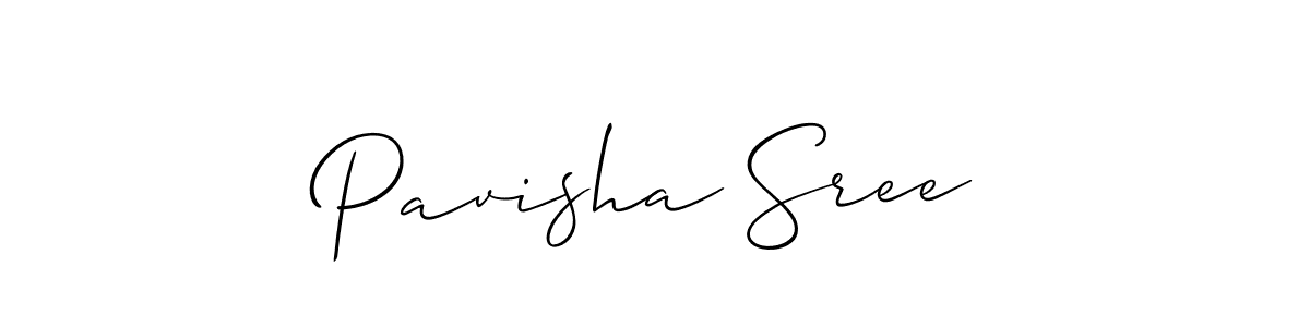 The best way (Allison_Script) to make a short signature is to pick only two or three words in your name. The name Pavisha Sree include a total of six letters. For converting this name. Pavisha Sree signature style 2 images and pictures png