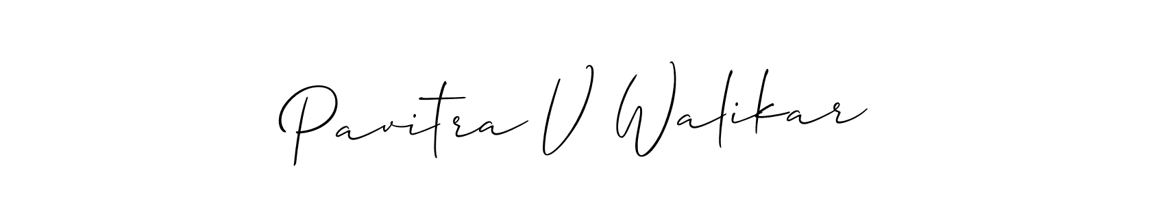 if you are searching for the best signature style for your name Pavitra V Walikar. so please give up your signature search. here we have designed multiple signature styles  using Allison_Script. Pavitra V Walikar signature style 2 images and pictures png