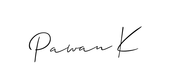 Use a signature maker to create a handwritten signature online. With this signature software, you can design (Allison_Script) your own signature for name Pawan K. Pawan K signature style 2 images and pictures png