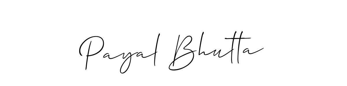 The best way (Allison_Script) to make a short signature is to pick only two or three words in your name. The name Payal Bhutta include a total of six letters. For converting this name. Payal Bhutta signature style 2 images and pictures png