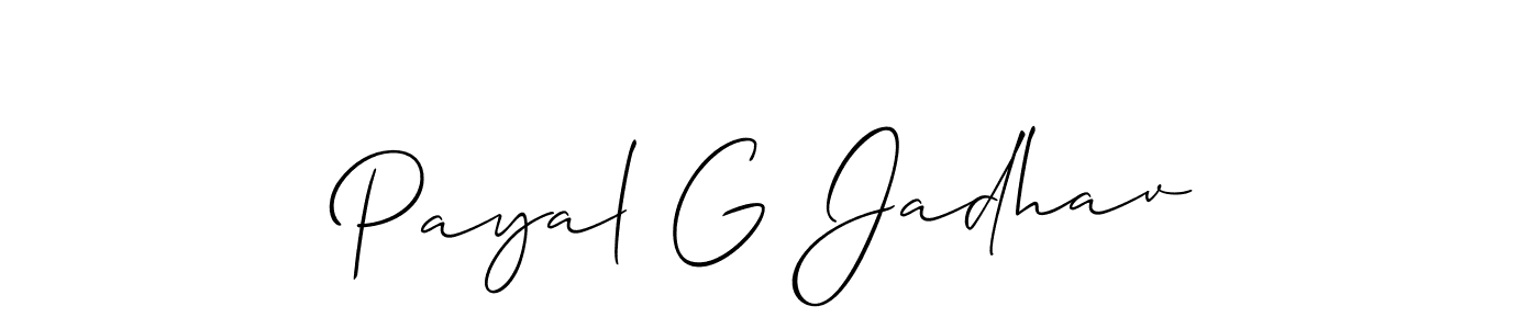 Payal G Jadhav stylish signature style. Best Handwritten Sign (Allison_Script) for my name. Handwritten Signature Collection Ideas for my name Payal G Jadhav. Payal G Jadhav signature style 2 images and pictures png