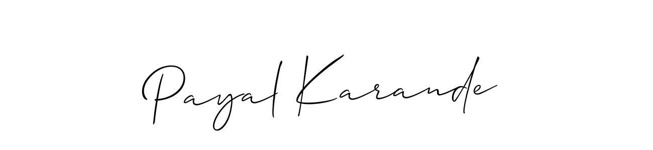 This is the best signature style for the Payal Karande name. Also you like these signature font (Allison_Script). Mix name signature. Payal Karande signature style 2 images and pictures png