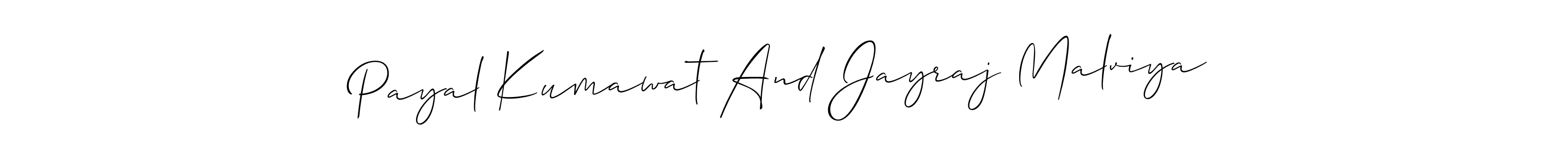 How to Draw Payal Kumawat And Jayraj Malviya signature style? Allison_Script is a latest design signature styles for name Payal Kumawat And Jayraj Malviya. Payal Kumawat And Jayraj Malviya signature style 2 images and pictures png