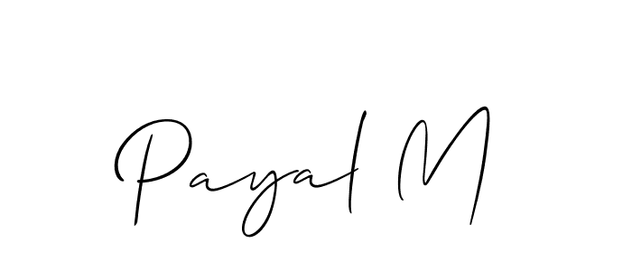 Create a beautiful signature design for name Payal M. With this signature (Allison_Script) fonts, you can make a handwritten signature for free. Payal M signature style 2 images and pictures png