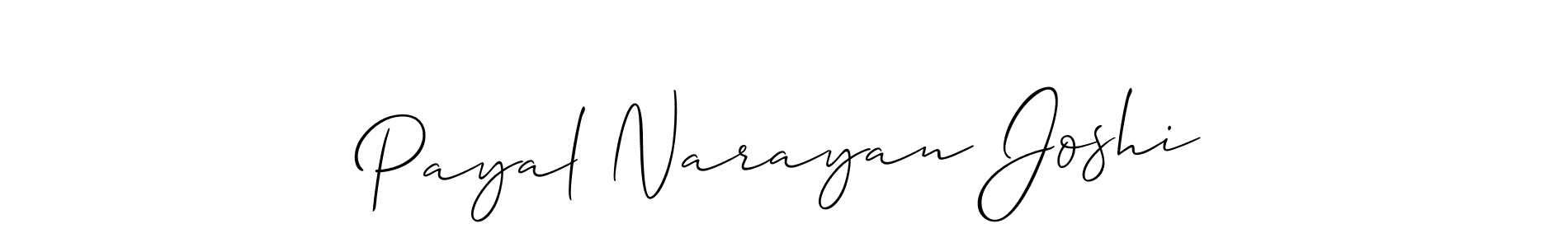 Payal Narayan Joshi stylish signature style. Best Handwritten Sign (Allison_Script) for my name. Handwritten Signature Collection Ideas for my name Payal Narayan Joshi. Payal Narayan Joshi signature style 2 images and pictures png