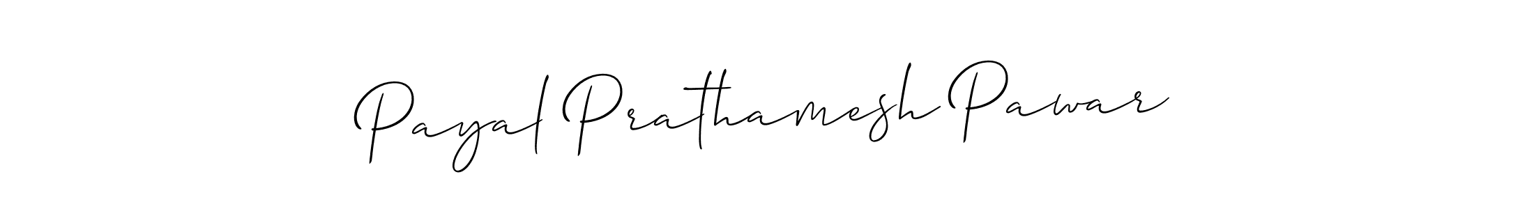 Make a beautiful signature design for name Payal Prathamesh Pawar. With this signature (Allison_Script) style, you can create a handwritten signature for free. Payal Prathamesh Pawar signature style 2 images and pictures png