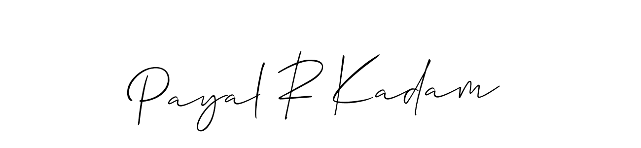 How to make Payal R Kadam name signature. Use Allison_Script style for creating short signs online. This is the latest handwritten sign. Payal R Kadam signature style 2 images and pictures png