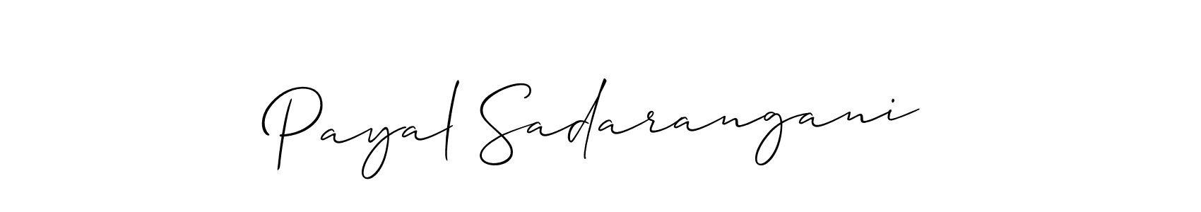 Also You can easily find your signature by using the search form. We will create Payal Sadarangani name handwritten signature images for you free of cost using Allison_Script sign style. Payal Sadarangani signature style 2 images and pictures png