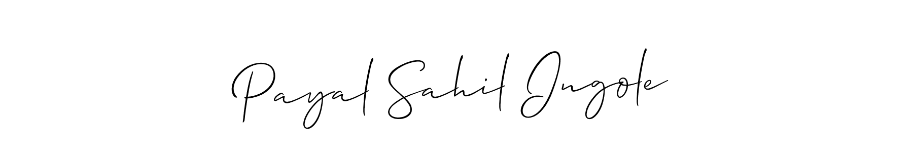 You should practise on your own different ways (Allison_Script) to write your name (Payal Sahil Ingole) in signature. don't let someone else do it for you. Payal Sahil Ingole signature style 2 images and pictures png