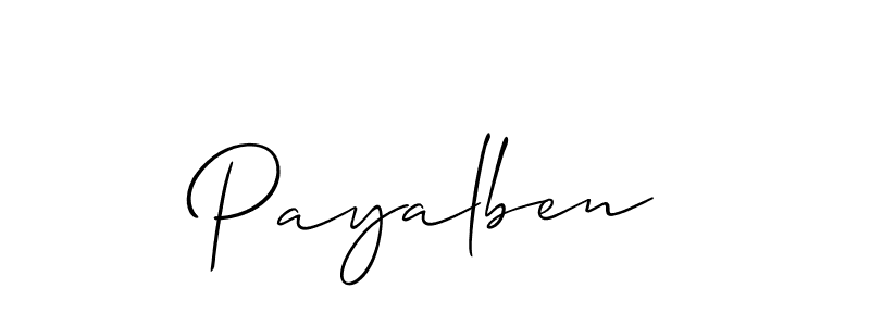 Use a signature maker to create a handwritten signature online. With this signature software, you can design (Allison_Script) your own signature for name Payalben. Payalben signature style 2 images and pictures png