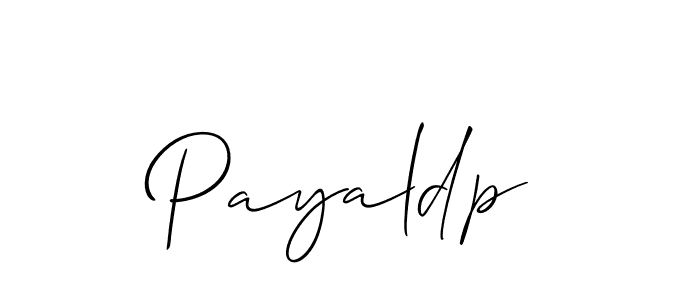 Make a beautiful signature design for name Payaldp. With this signature (Allison_Script) style, you can create a handwritten signature for free. Payaldp signature style 2 images and pictures png