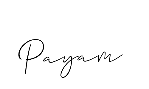 Use a signature maker to create a handwritten signature online. With this signature software, you can design (Allison_Script) your own signature for name Payam. Payam signature style 2 images and pictures png