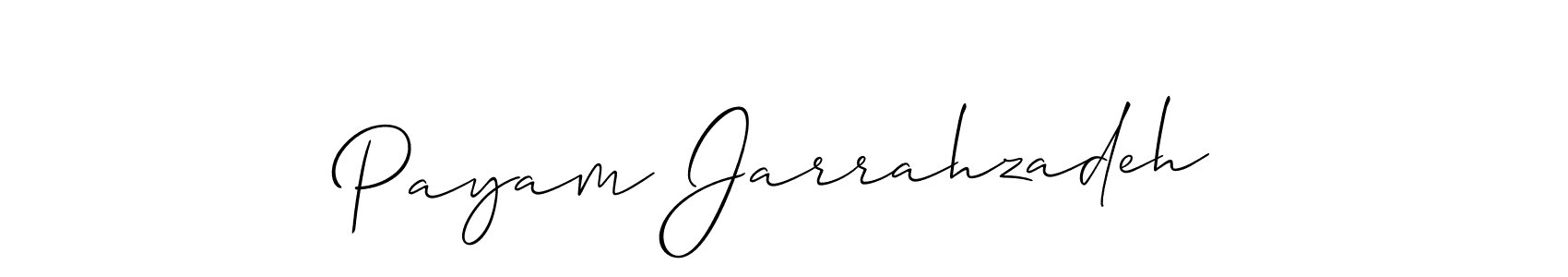 The best way (Allison_Script) to make a short signature is to pick only two or three words in your name. The name Payam Jarrahzadeh include a total of six letters. For converting this name. Payam Jarrahzadeh signature style 2 images and pictures png