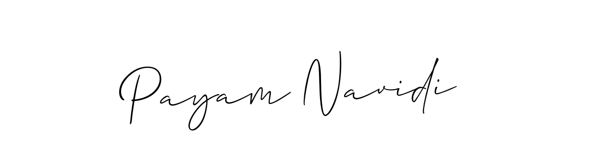 The best way (Allison_Script) to make a short signature is to pick only two or three words in your name. The name Payam Navidi include a total of six letters. For converting this name. Payam Navidi signature style 2 images and pictures png